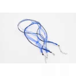   Organza nyaklánc alap lánchosszabítóval, 43 cm - királykék