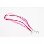 Organza nyaklánc alap lánchosszabítóval, 43 cm - magenta