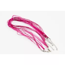 Organza nyaklánc alap lánchosszabítóval, 43 cm - magenta