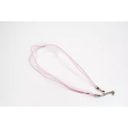   Organza nyaklánc alap lánchosszabítóval, 43 cm - rózsaszín