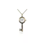 Öntvény kulcs medál nyaklánc quartz órával, sárgaréz színű (lánc hossza 31,7")
