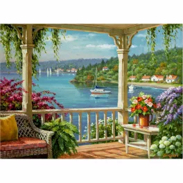   Kifestő készlet számokkal, ecsettel, felnőtteknek - 30x40 cm - Veranda az Ezüst-tónál