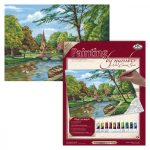 Kifestő készlet vászonra, akrilfestékkel, ecsettel, felnőtteknek - 28x36 cm - Folyópart