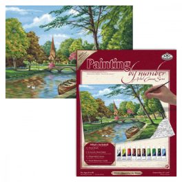   Kifestő készlet vászonra, akrilfestékkel, ecsettel, felnőtteknek - 28x36 cm - Folyópart