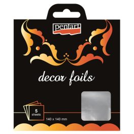 Pentart dekorfólia ezüst 14x14cm, 5 db/csomag