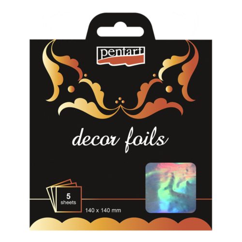 Pentart dekorfólia hologram ezüst 14 x 14 cm, 5 db/csomag