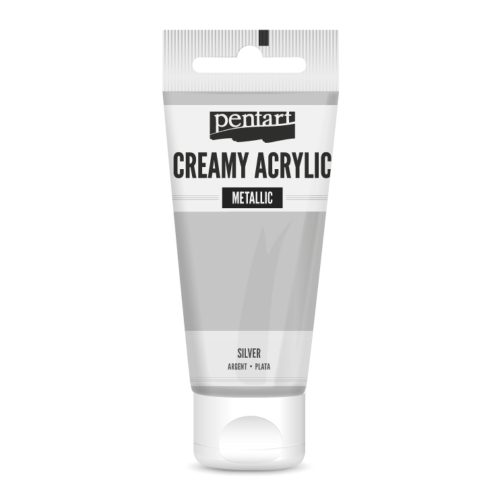 Pentart krémes akrilfesték metál 60ml, ezüst