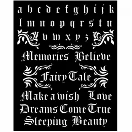   Stamperia vastag stencil 20x25cm - KSTD076 Csipkerózsika ABC és idézetek