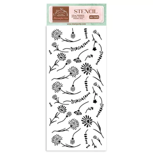 Stamperia vastag stencil 12x25cm - KSTDL78 Create Happiness Welcome Home flowers