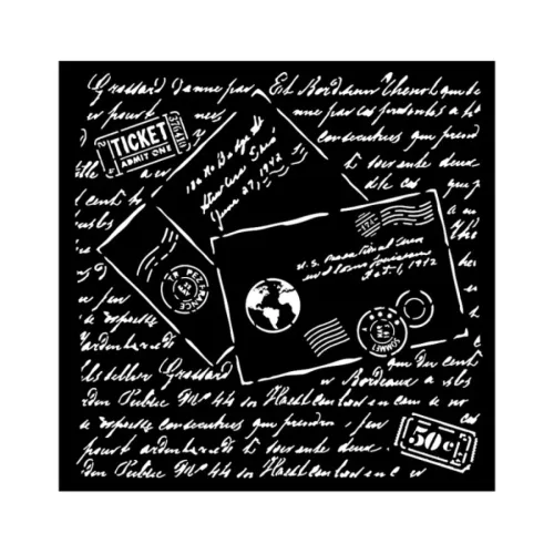 Stamperia  vastag stencil 18x18cm - KSTDQ83 Around the world letters