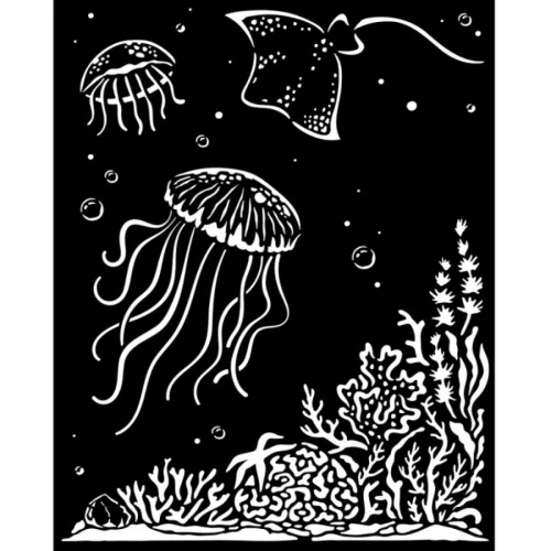 Stamperia vastag stencil 20x25cm - KSTD140 Songs of the Sea jellyfish