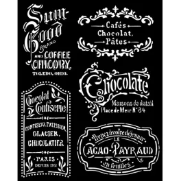   Stamperia vastag stencil 20x25cm - KSTD150 Coffee and Chocolate plates