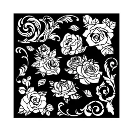   Stamperia vastag stencil 18x18cm - KSTDQ104 Shabby Rose rose pattern