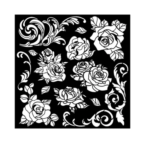 Stamperia vastag stencil 18x18cm - KSTDQ104 Shabby Rose rose pattern