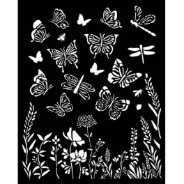  Stamperia vastag stencil 20x25cm - KSTD167 Lavender butterflies