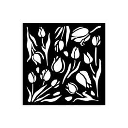   Stamperia vastag stencil 12x12cm - KSTDS02 Art of Travelling tulips