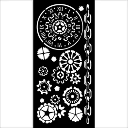   Stamperia vastag stencil 12x25cm - KSTDL131 Voyages Fantastiques mechanisms