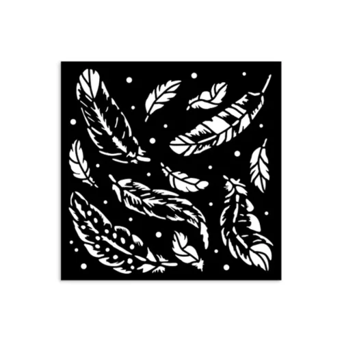 Stamperia vastag stencil 12x12cm - KSTDS67 Herbarium Silvae feather pattern