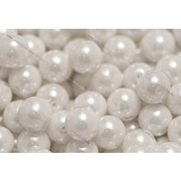 Préselt golyó 8mm, fehér lüszter, 22 db
