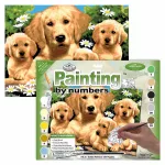 Kifestő készlet akrilfestékkel, ecsettel, gyerekeknek 11 éves kortól - 30x40 cm - Golden Retriever kölykök