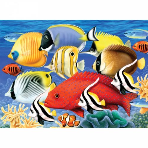 Kifestő készlet akrilfestékkel, ecsettel, gyerekeknek 11 éves kortól - 30x40 cm - Trópusi halak