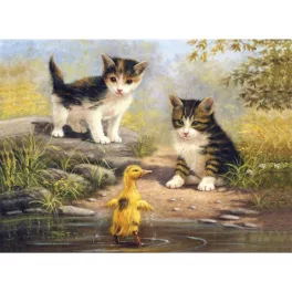   Kifestő készlet akrilfestékkel, ecsettel, gyerekeknek 11 éves kortól - 30x40 cm - Pajtások a tónál