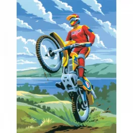   Kifestő készlet akrilfestékkel, ecsettel, gyerekeknek 8 éves kortól - 20x25 cm - Motocross