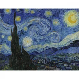   Kifestő készlet vászonra, akrilfestékkel, ecsettel, felnőtteknek - 23x31 cm - Van Gogh: Csillagos éjszaka