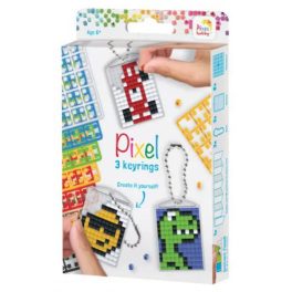   Pixel kulcstartó szett - fiús (3 Pixel kulcstartó alaplap + 8 szín)
