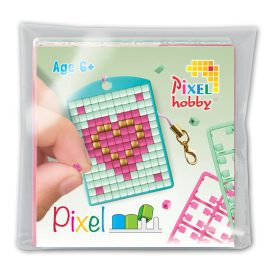   Pixel kulcstartó szett (színes Pixel kulcstartó alaplap + 3 szín) szívek