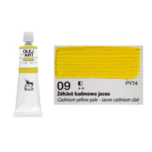 Renesans olajfesték 60ml,  cadmium yellow pale - világos kadmium sárga 09