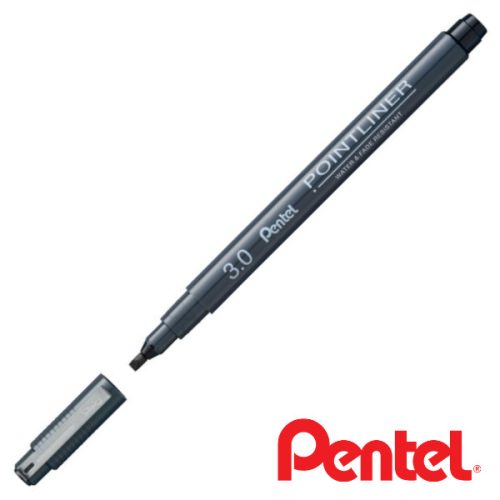 PENTEL Pointliner vágott végû marker 3mm - fekete