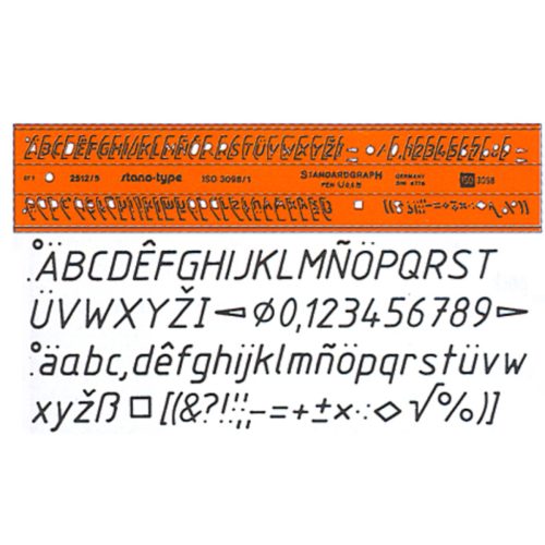 Standardgraph műszaki sablon - betűsablon dőlt 2512/2.5