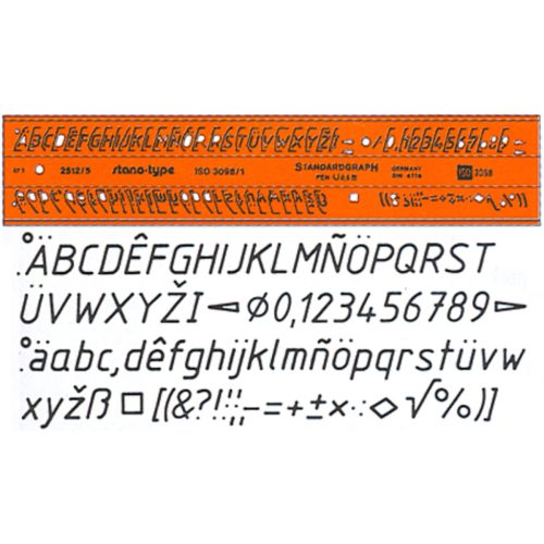 Standardgraph műszaki sablon - betűsablon dőlt 2512/5