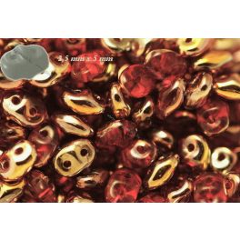 Superduo, kristály rubint capri gold , 10g