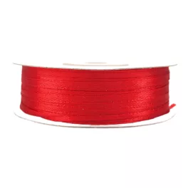 Szatén szalag 3mm, piros - 50m/tekercs