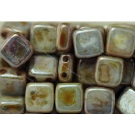 Kétlyukú négyzet, lüszteres márványos zöld, 25 db