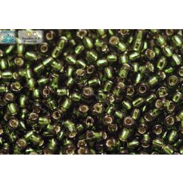 Japán kásagyöngy TOHO 6/0, ezüstközepű olivazöld, 10g
