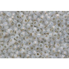   Japán kásagyöngy TOHO 8/0, ezüstközepű opál fehér, 10g