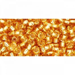   Japán kásagyöngy TOHO 8/0, ezüstközepű közép topáz, 10g
