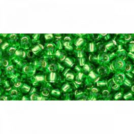 Japán kásagyöngy TOHO 8/0, ezüstközepű peridot, 10g