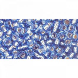   Japán kásagyöngy TOHO 8/0, ezüstközepű világos zafírkék, 10g
