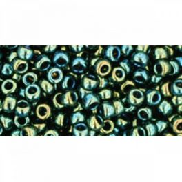   Japán kásagyöngy TOHO 8/0, metál irrizáló zöldesbarna, 10g