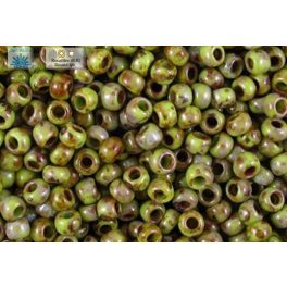 Japán kásagyöngy TOHO  8/0, zöld alma Picasso, 10g