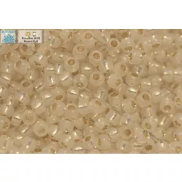   Japán kásagyöngy TOHO 11/0, aranyközepű fehér opál, 10g