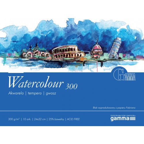 GAMMA Watercolour Studio akvarell tömb 300g/m2 -10lap (24x32)
